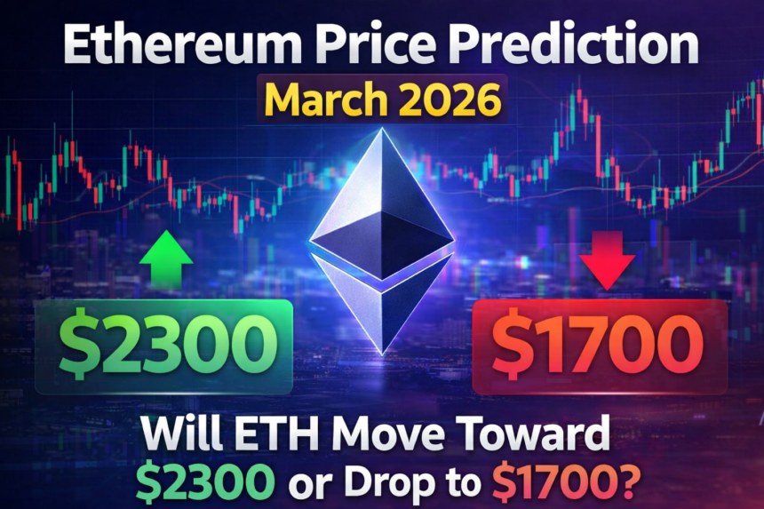 Ethereum price prediction chart showing ETH targets of $2300 and $1700 with technical analysis
