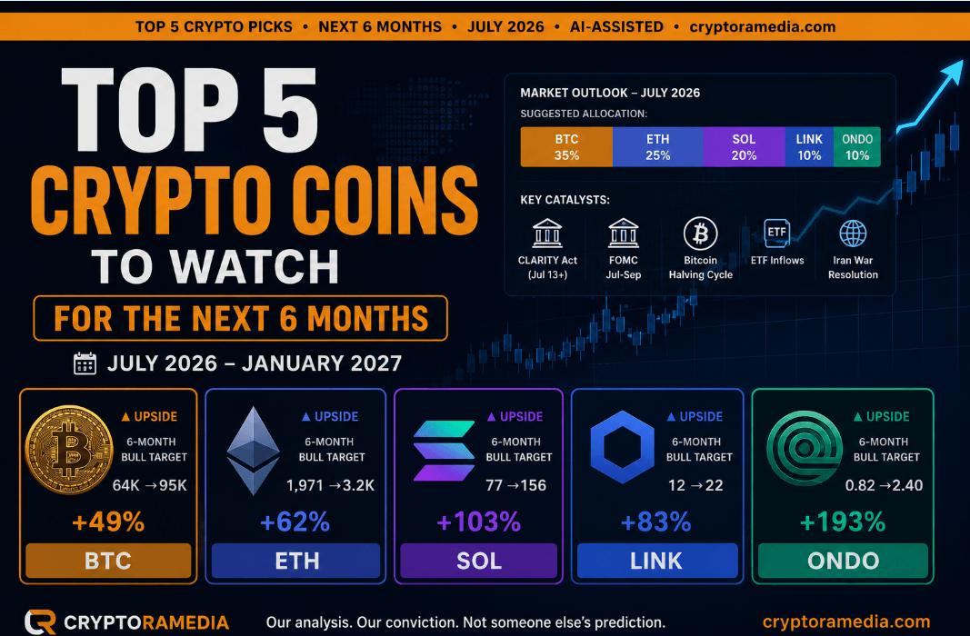 Top 5 Crypto Coins to Watch for the Next 6 Months (July 2026 to January 2027)